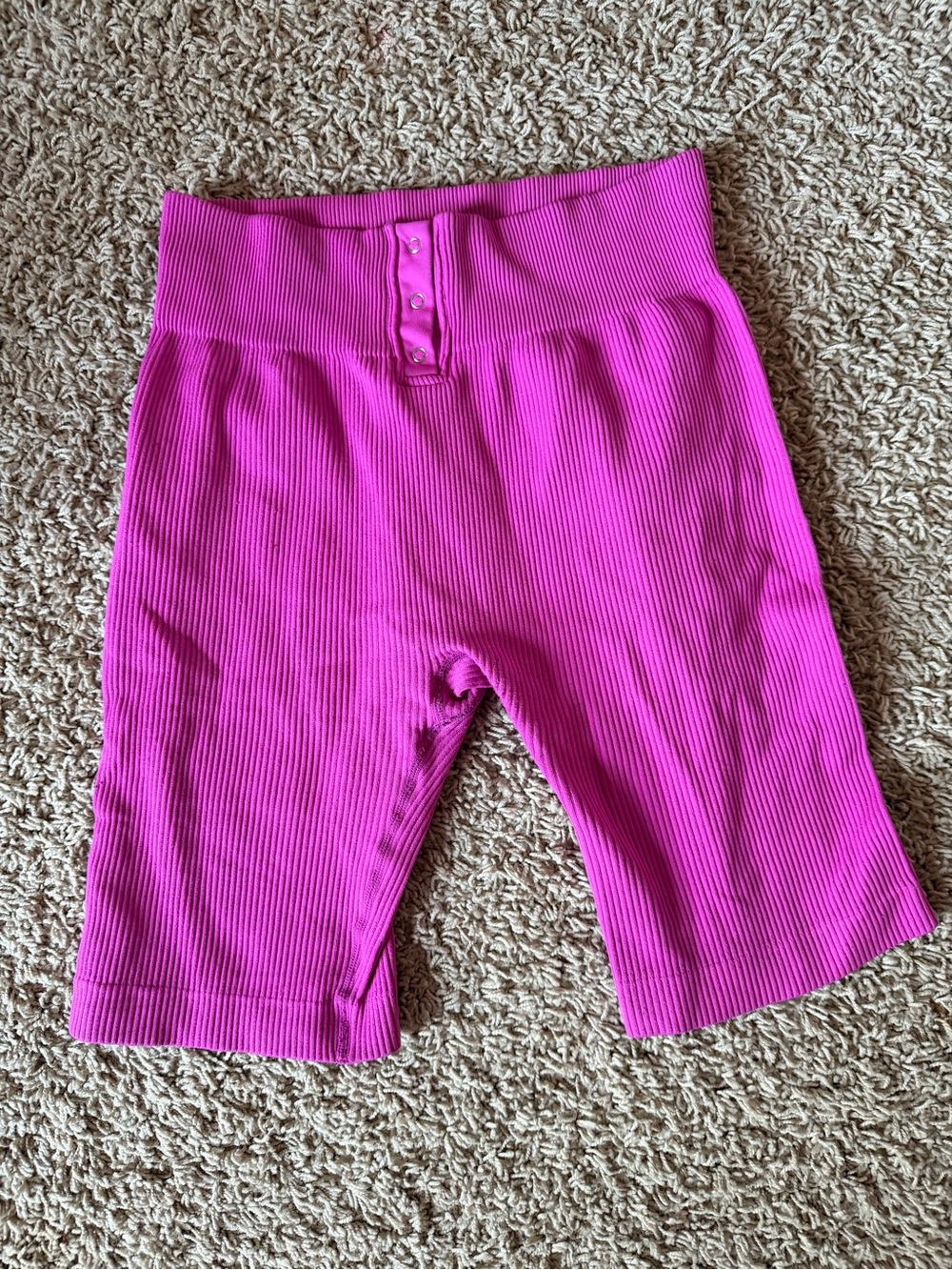 LOVE Womens Pink Ribbed Long Shorts Size S/M
